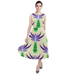 Thistles Purple Flora Flowering Round Neck Boho Dress