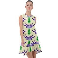 Thistles Purple Flora Flowering Frill Swing Dress