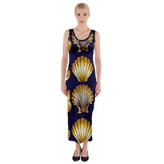 Snails See Shells Golden Fitted Maxi Dress by Vaneshart