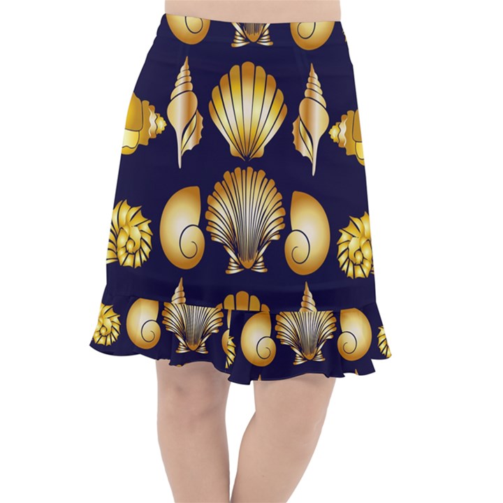 Snails See Shells Golden Fishtail Chiffon Skirt