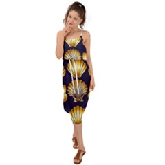 Snails See Shells Golden Waist Tie Cover Up Chiffon Dress