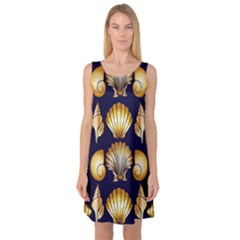 Snails See Shells Golden Sleeveless Satin Nightdress by Vaneshart