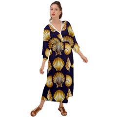 Snails See Shells Golden Grecian Style  Maxi Dress