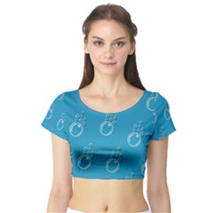 Bubble Group Pattern Abstract Short Sleeve Crop Top by Vaneshart