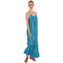 Bubble Group Pattern Abstract Cami Maxi Ruffle Chiffon Dress