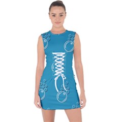 Bubble Group Pattern Abstract Lace Up Front Bodycon Dress