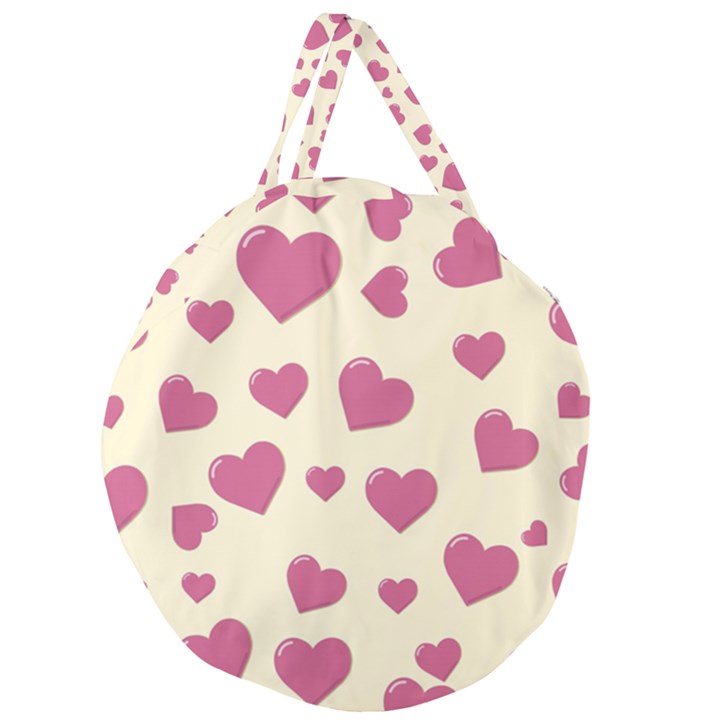 Flat Love Symbol Pattern Giant Round Zipper Tote