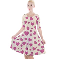 Flat Love Symbol Pattern Quarter Sleeve A-line Dress by Vaneshart