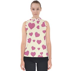 Flat Love Symbol Pattern Mock Neck Shell Top by Vaneshart