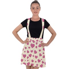 Flat Love Symbol Pattern Velvet Suspender Skater Skirt by Vaneshart