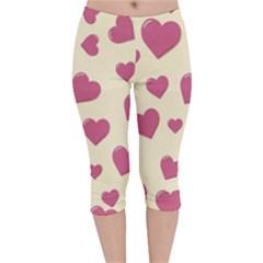 Flat Love Symbol Pattern Velvet Capri Leggings 