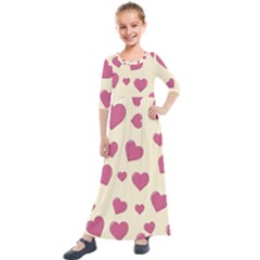 Flat Love Symbol Pattern Kids  Quarter Sleeve Maxi Dress by Vaneshart