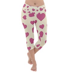 Flat Love Symbol Pattern Lightweight Velour Capri Yoga Leggings by Vaneshart