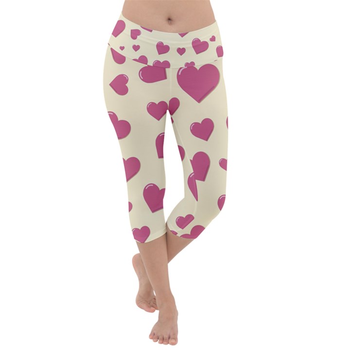 Flat Love Symbol Pattern Lightweight Velour Capri Yoga Leggings