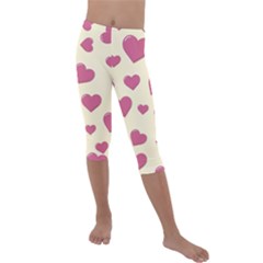 Flat Love Symbol Pattern Kids  Lightweight Velour Capri Leggings  by Vaneshart