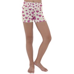 Flat Love Symbol Pattern Kids  Lightweight Velour Yoga Shorts by Vaneshart