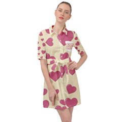 Flat Love Symbol Pattern Belted Shirt Dress by Vaneshart