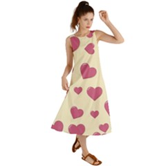 Flat Love Symbol Pattern Summer Maxi Dress