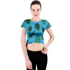 Tropical Leaves Nature Crew Neck Crop Top by Vaneshart