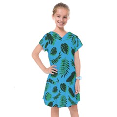 Tropical Leaves Nature Kids  Drop Waist Dress by Vaneshart