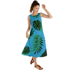 Tropical Leaves Nature Summer Maxi Dress by Vaneshart