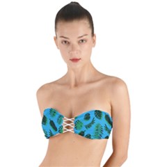 Tropical Leaves Nature Twist Bandeau Bikini Top