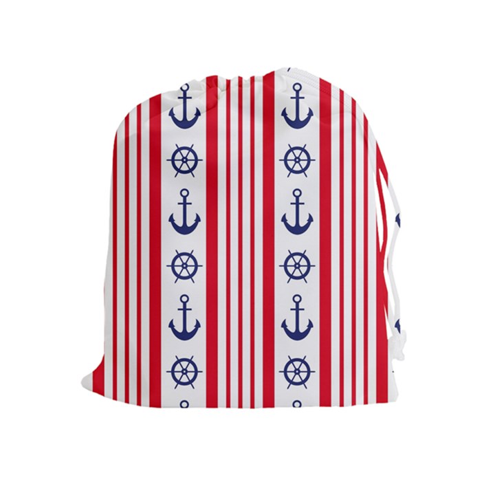 Nautical Papers Nautical Background Drawstring Pouch (XL)