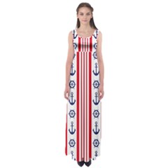 Nautical Papers Nautical Background Empire Waist Maxi Dress by Vaneshart