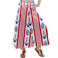 Nautical Papers Nautical Background Satin Palazzo Pants by Vaneshart