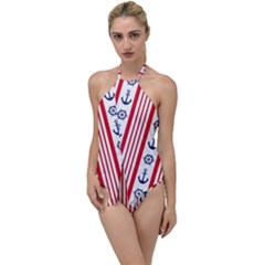 Nautical Papers Nautical Background Go With The Flow One Piece Swimsuit