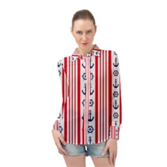 Nautical Papers Nautical Background Long Sleeve Chiffon Shirt