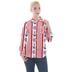 Nautical Papers Nautical Background Women s Long Sleeve Pocket Shirt