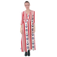 Nautical Papers Nautical Background Button Up Maxi Dress by Vaneshart