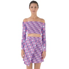 Abstract Pattern Geometry Gradient Off Shoulder Top With Skirt Set by Vaneshart