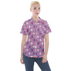 Abstract Pattern Geometry Gradient Women s Short Sleeve Pocket Shirt