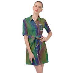 Texture Abstract Background Belted Shirt Dress