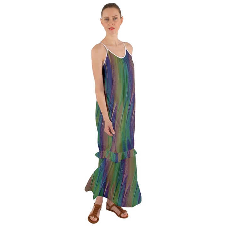 Texture Abstract Background Cami Maxi Ruffle Chiffon Dress