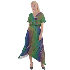 Texture Abstract Background Cross Front Sharkbite Hem Maxi Dress