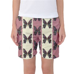 Butterflies Pink Old Old Texture Women s Basketball Shorts by Vaneshart