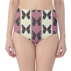 Butterflies Pink Old Old Texture Classic High-waist Bikini Bottoms by Vaneshart