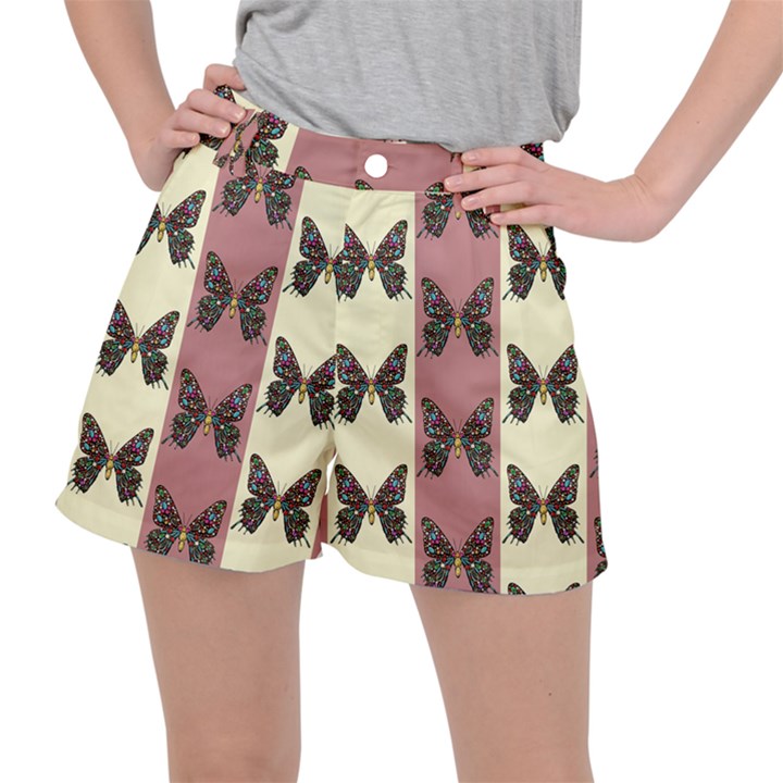 Butterflies Pink Old Old Texture Ripstop Shorts