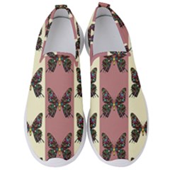 Butterflies Pink Old Old Texture Men s Slip On Sneakers