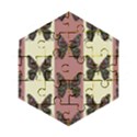 Butterflies Pink Old Old Texture Wooden Puzzle Hexagon View1