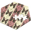 Butterflies Pink Old Old Texture Wooden Puzzle Hexagon View2