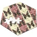 Butterflies Pink Old Old Texture Wooden Puzzle Hexagon View3