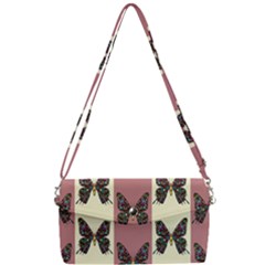 Butterflies Pink Old Old Texture Removable Strap Clutch Bag