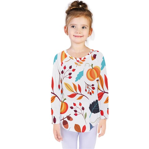 Pattern Pumpkins Autumn Kids  Long Sleeve Tee by Vaneshart