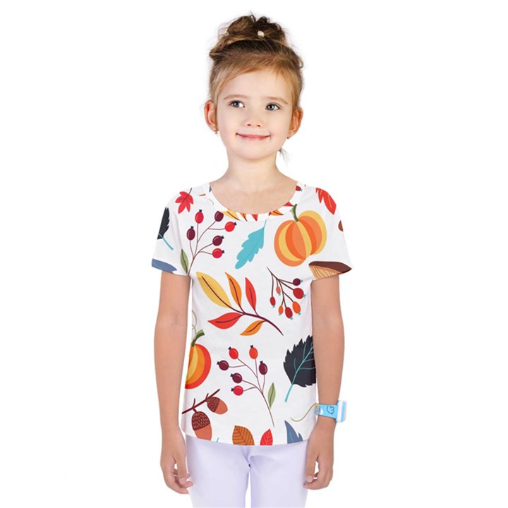 Pattern Pumpkins Autumn Kids  One Piece Tee