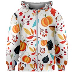 Pattern Pumpkins Autumn Kids  Zipper Hoodie Without Drawstring by Vaneshart