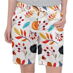 Pattern Pumpkins Autumn Pocket Shorts by Vaneshart